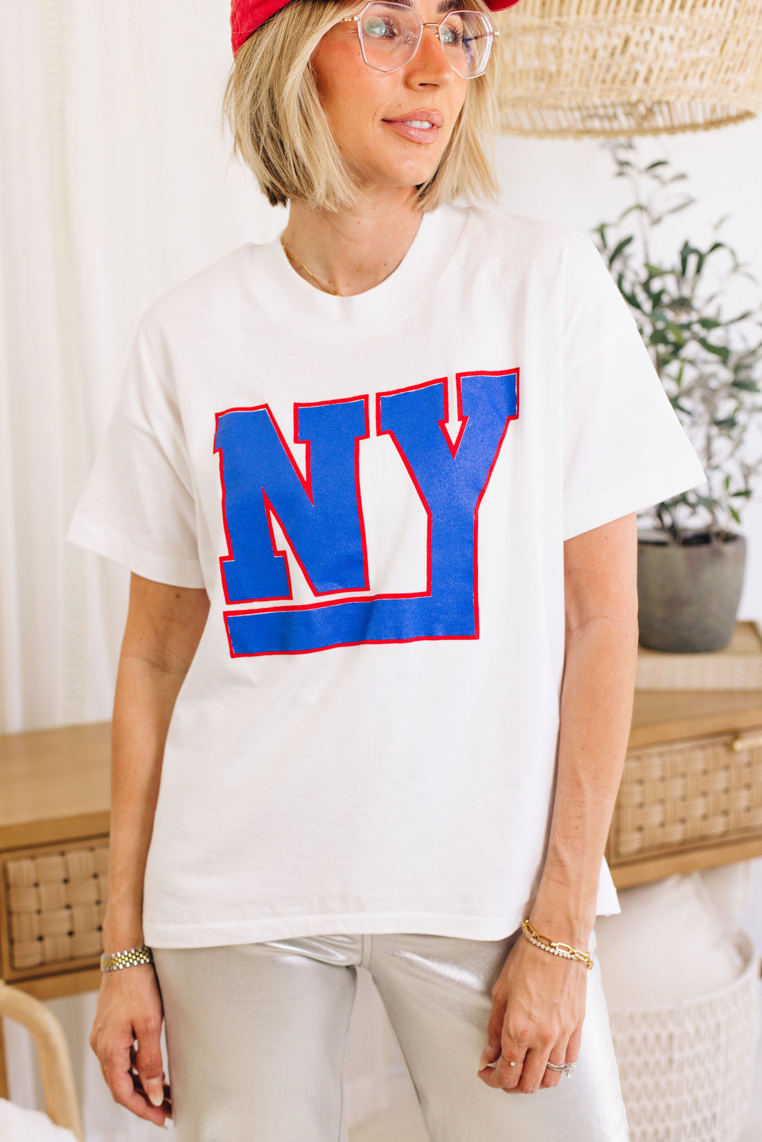 NY Red and Blue High Low Graphic Tee (S-2XL)