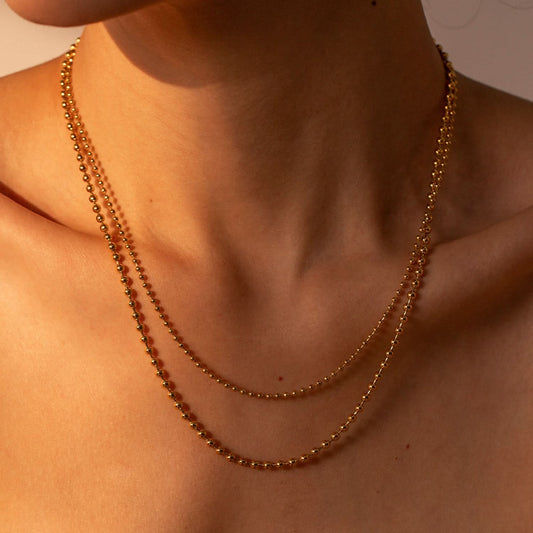 Double trouble 18K Gold-Plated Lobster Closure Bead Necklace