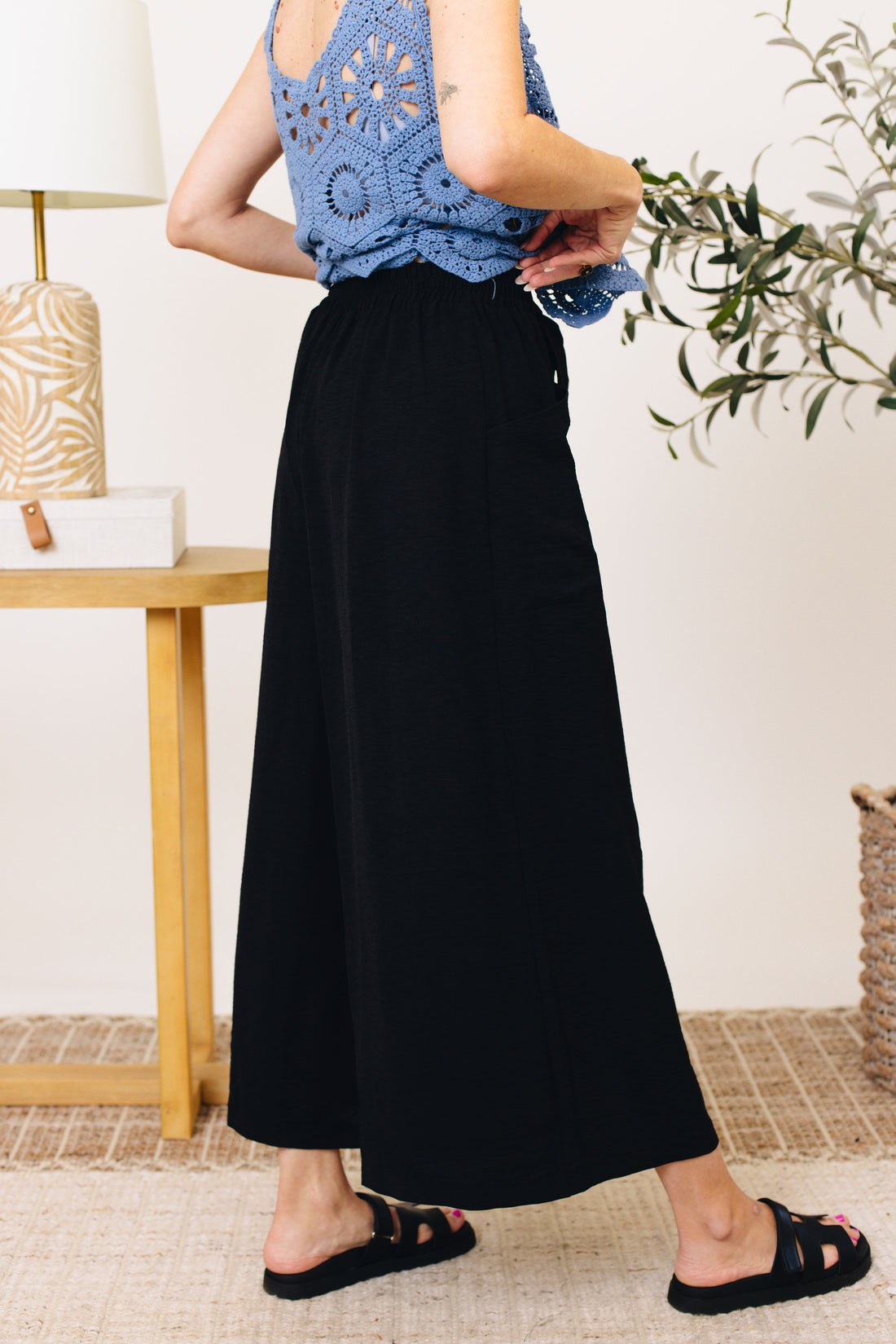 High Waisted Wide Leg Cropped Pants (S-3XL)