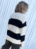 Moody Black and Cream Chunky Striped Chenille Sweater (S-2XL)