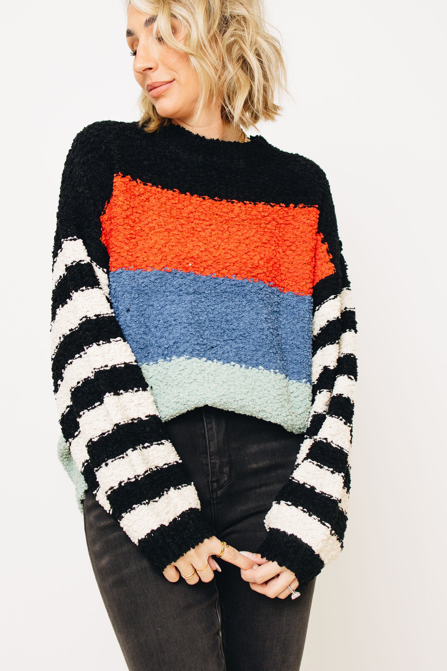 Striking Stripe Knit Sweater Top (S-L)
