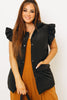 Ivy Exclusive - Ruffle Sleeve Vest In Black (S-3XL)