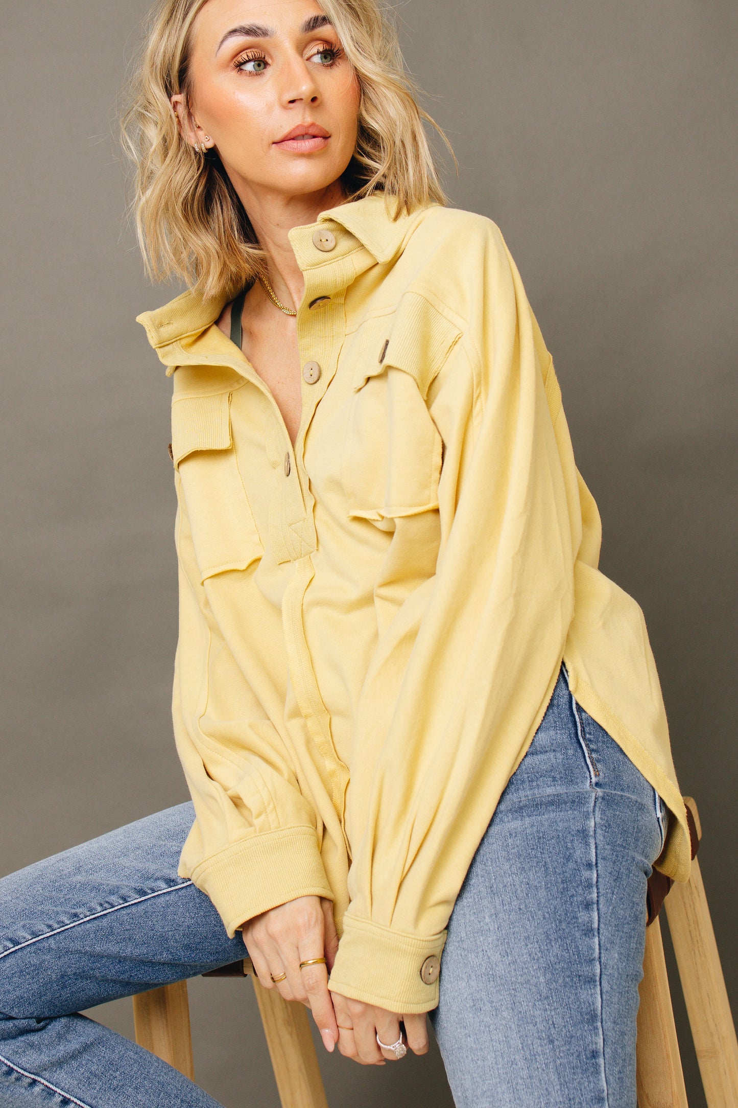 Mellow Yellow French Terry Pullover Top (S-3XL)
