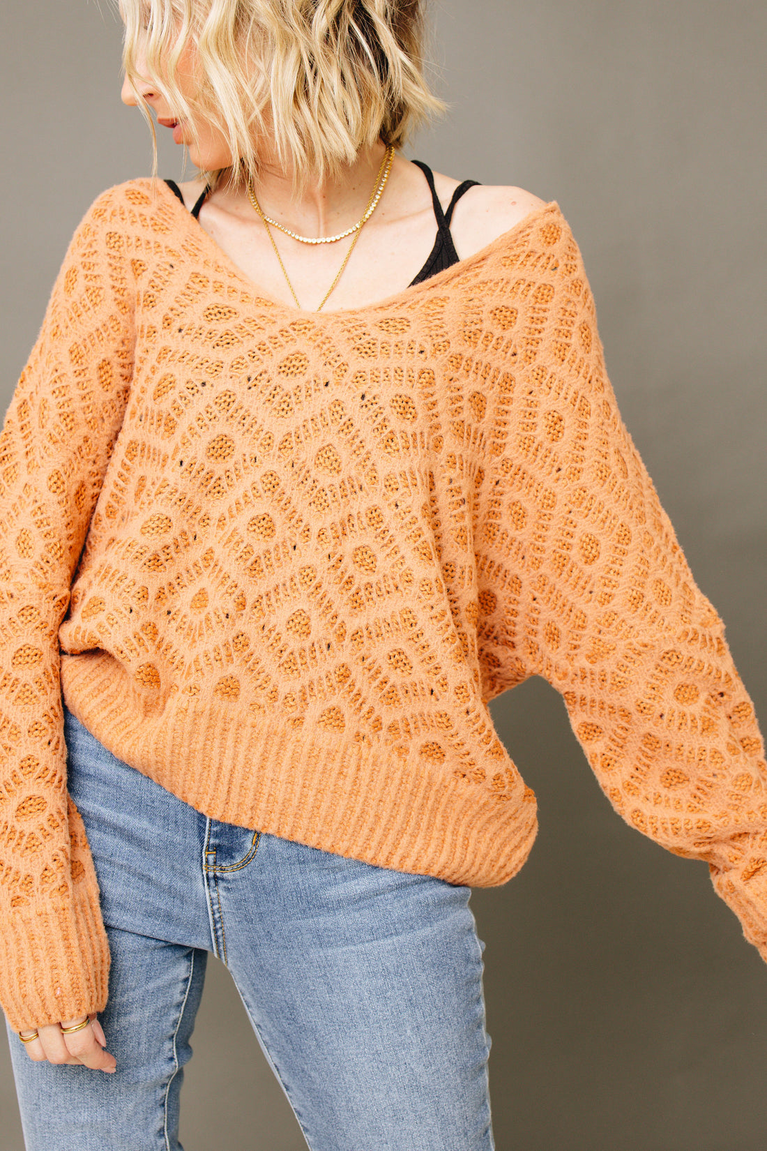 Simply Perfect V-Neck Patterned Sweater (S-L)