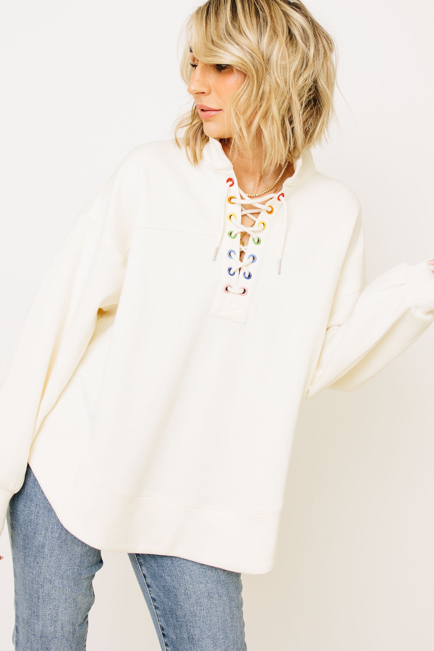 The Greii - Colored Eyelet Pullover Knit Top (S-L)