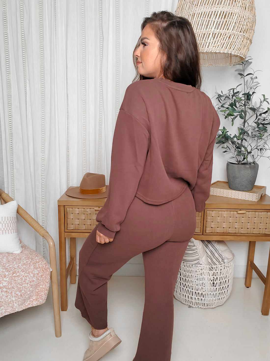 Knit Sweat Top and Pants Lounge Set (S-L)