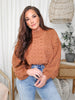 Pol - Mock Neck Balloon Sleeve Cable Knit Sweater (S-L)