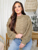 Pol - Mock Neck Balloon Sleeve Cable Knit Sweater (S-L)