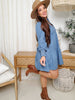 Victoria Tiered Johnny Collar Long Sleeve Denim Dress (S-XL)