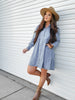 Darlin Tiered Button Up Long Sleeve Denim Dress