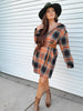 Mandy Plaid Collared Neck Long Sleeve Versatile Shirt Dress