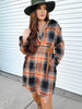 Mandy Plaid Collared Neck Long Sleeve Versatile Shirt Dress