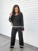 Nora Perfee V-Neck Long Sleeve Top and Pants Set