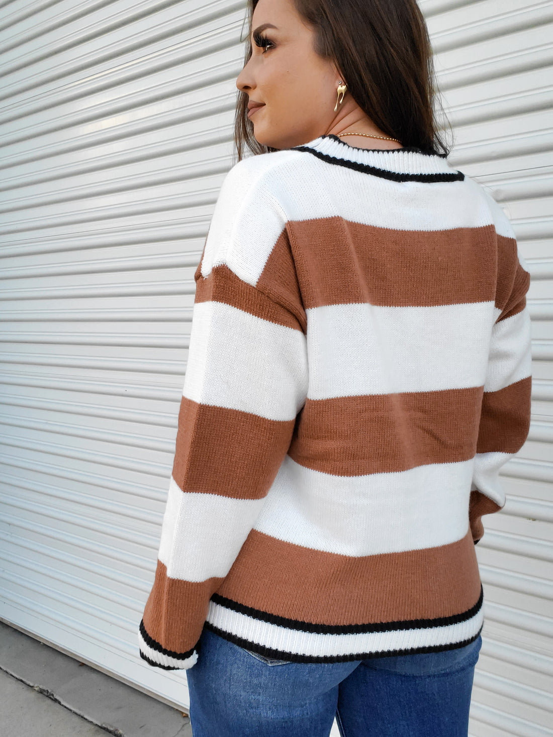 Bonjour Striped Button Down Cardigan