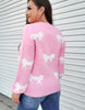 Peony Bow Round Neck Dropped Shoulder Sweater