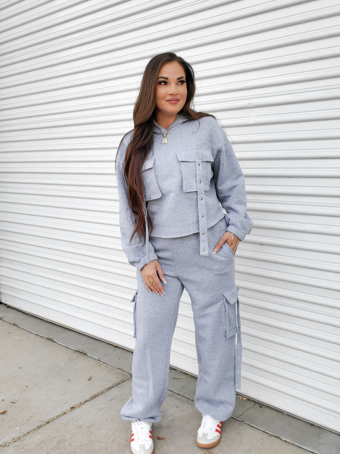 Cory Cargo Fleece Hoodie and Sweatpants Set (S-L)