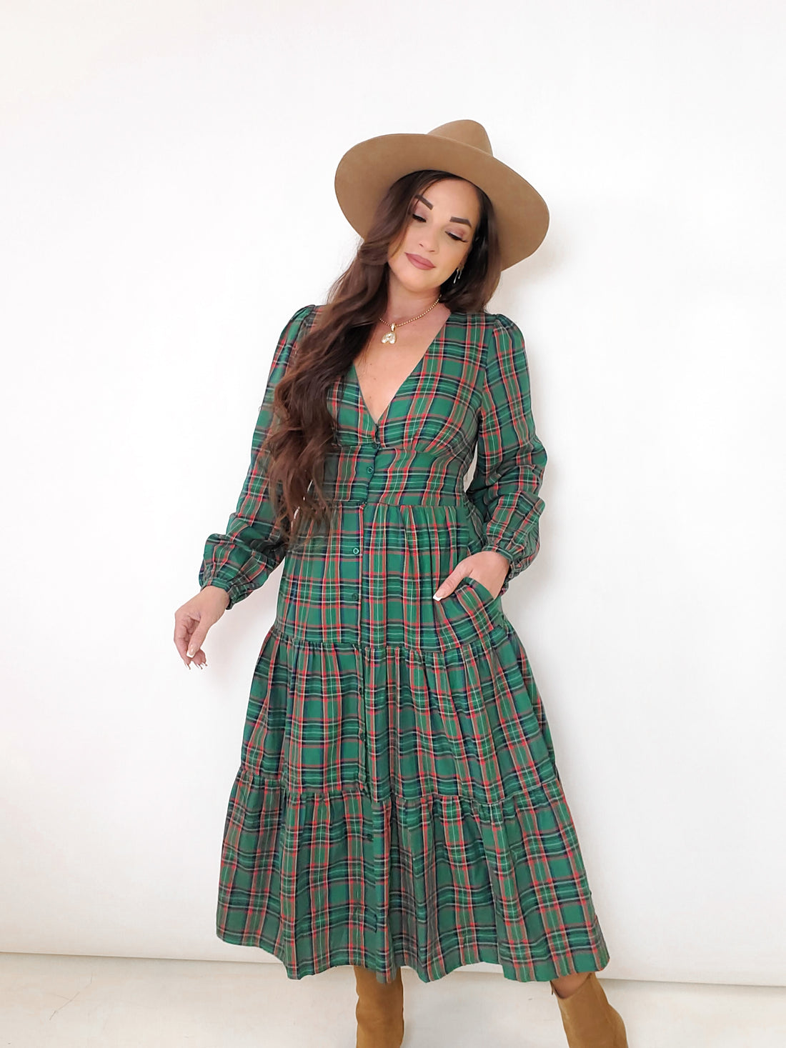 Blitzen Plaid Button Down Dress (XS-3XL)