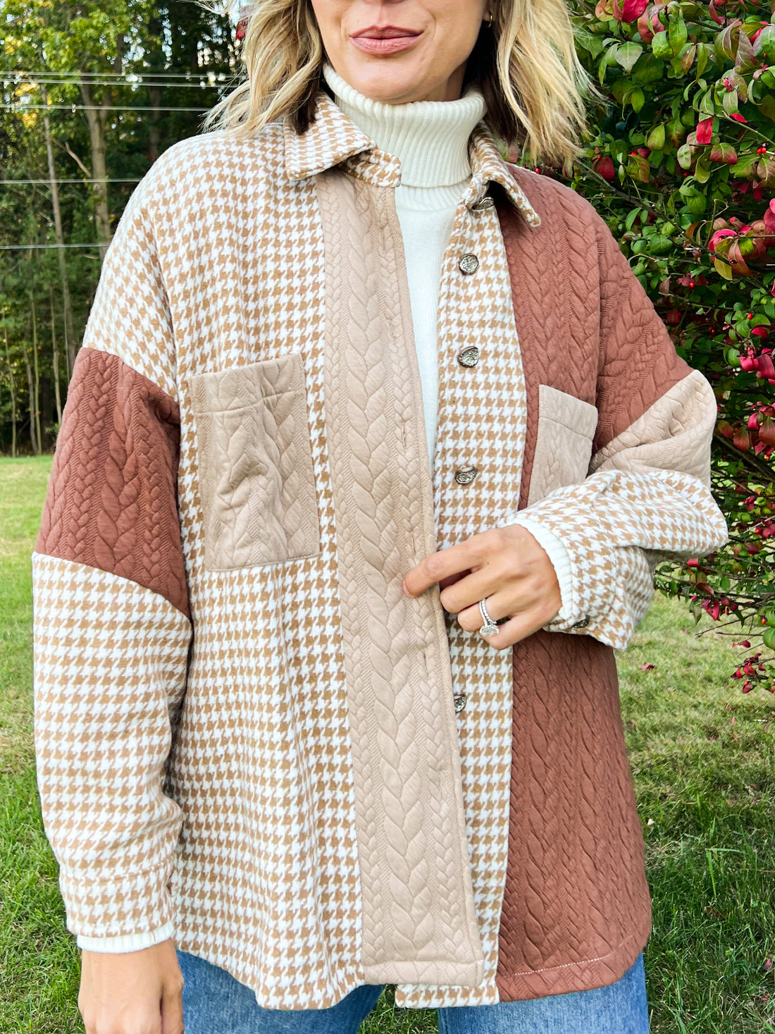 The Granny Patchwork Brown and Cream Long Sleeve Jacket (S-XL)