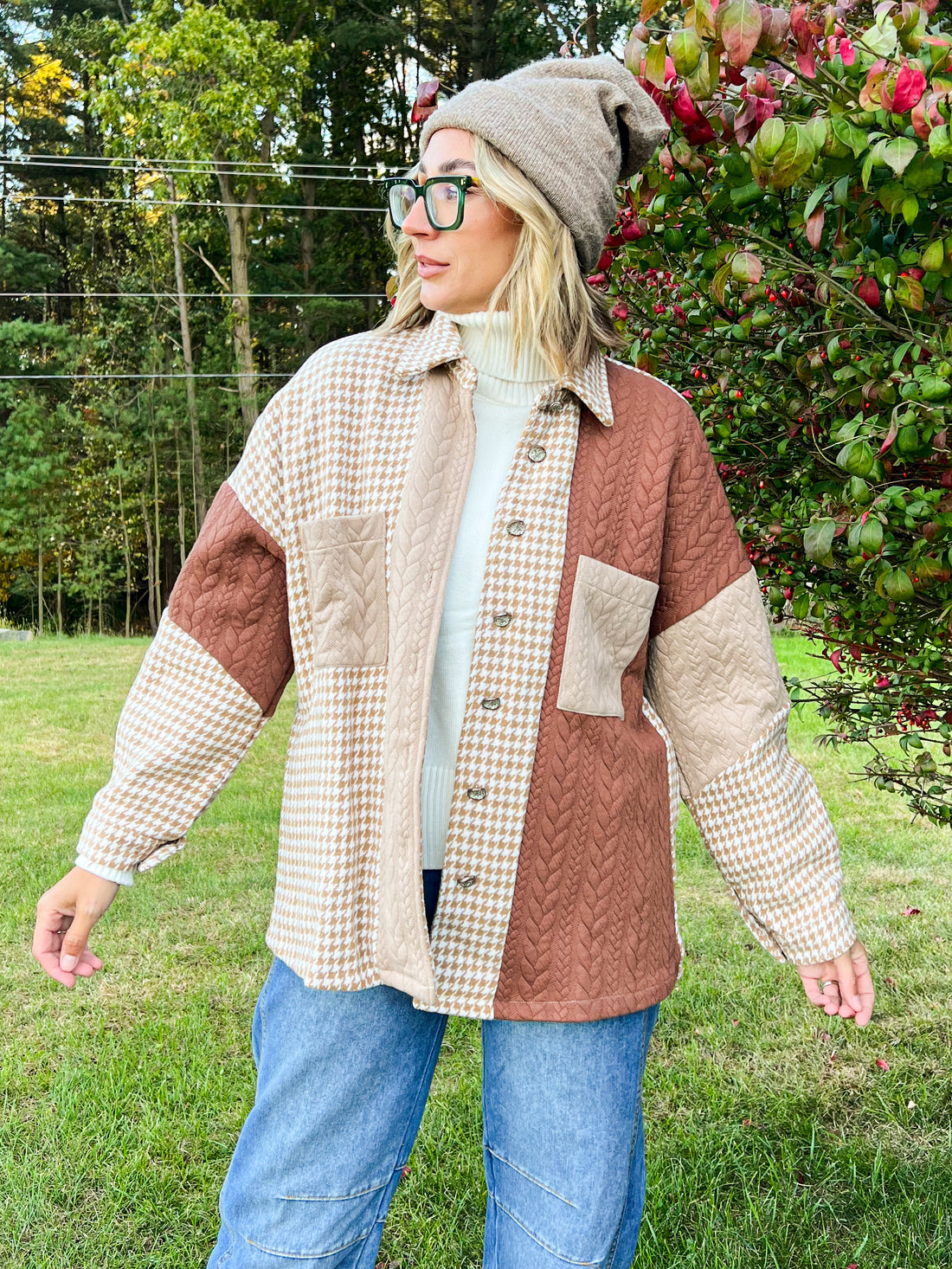 The Granny Patchwork Brown and Cream Long Sleeve Jacket (S-XL)