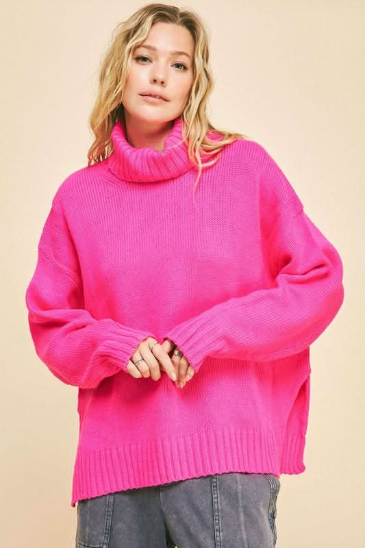 Turtleneck Loose Fit Knit Sweater (S-3XL)