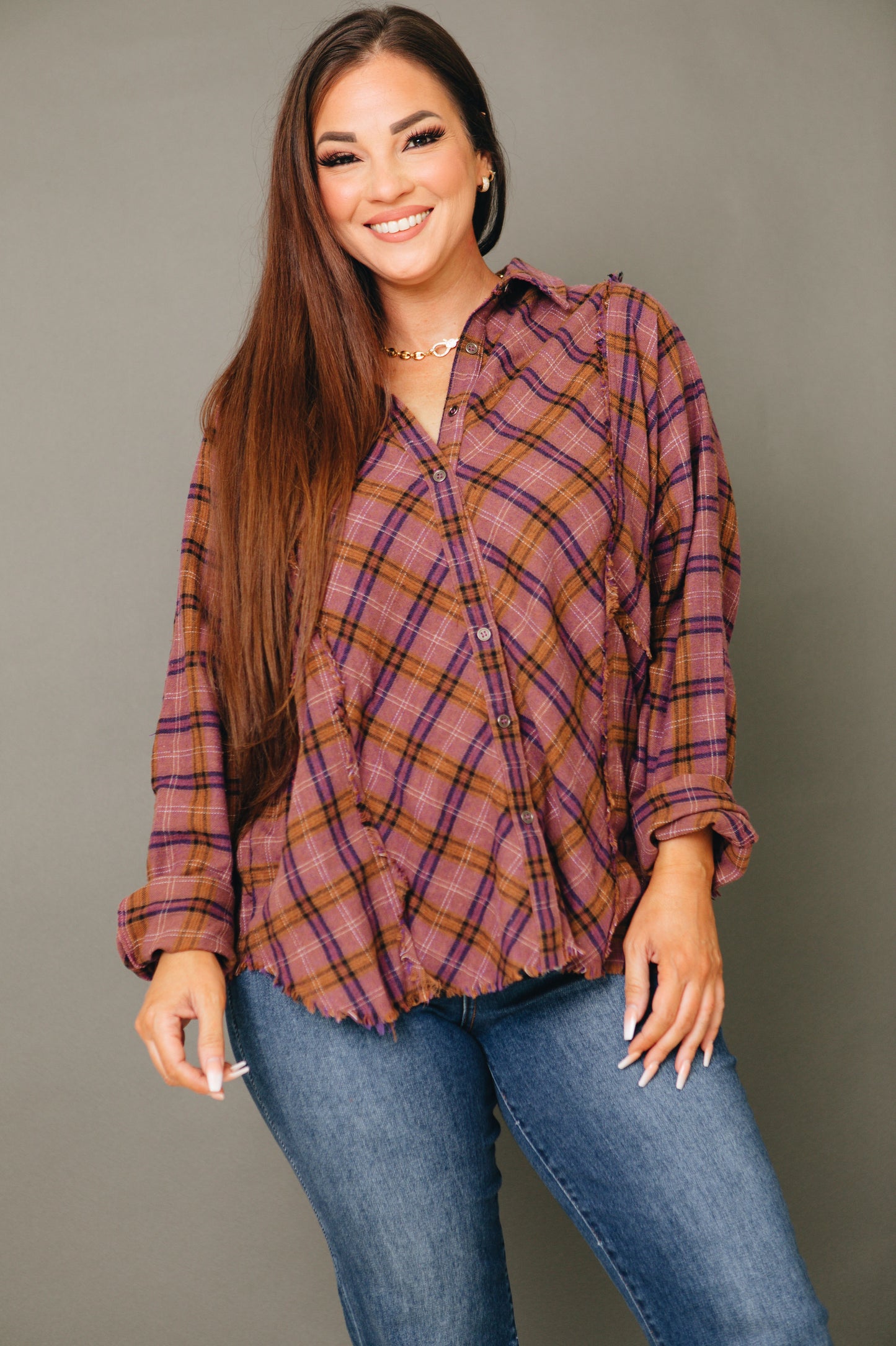 Patch Perfect Mineral-Washed Plaid Button-Down Shirt (S-3XL)
