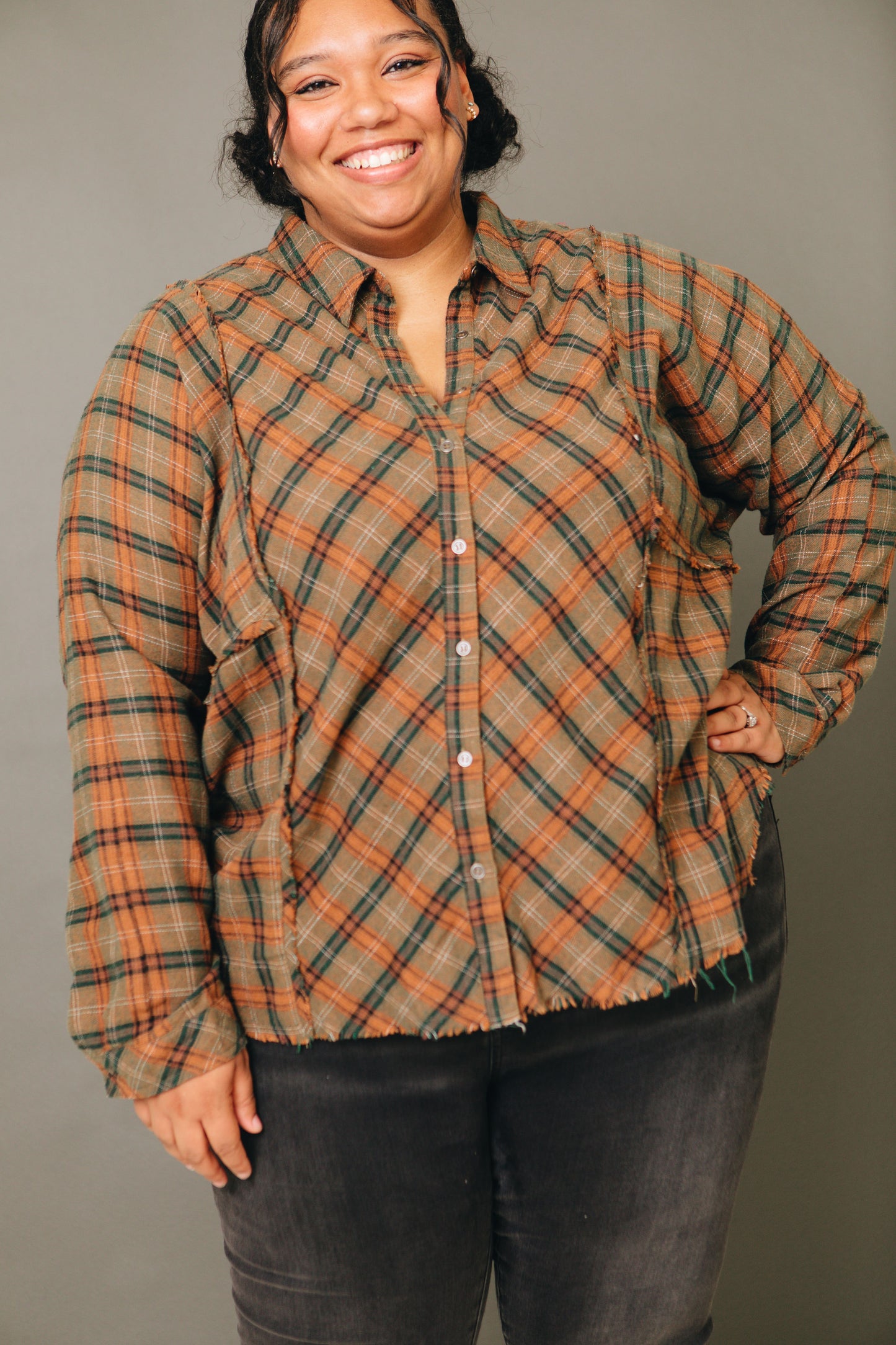 Patch Perfect Mineral-Washed Plaid Button-Down Shirt (S-3XL)