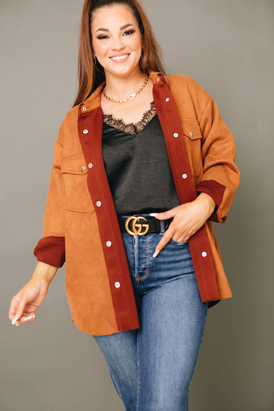 Simply Suede Button-Front Jacket (S-L)
