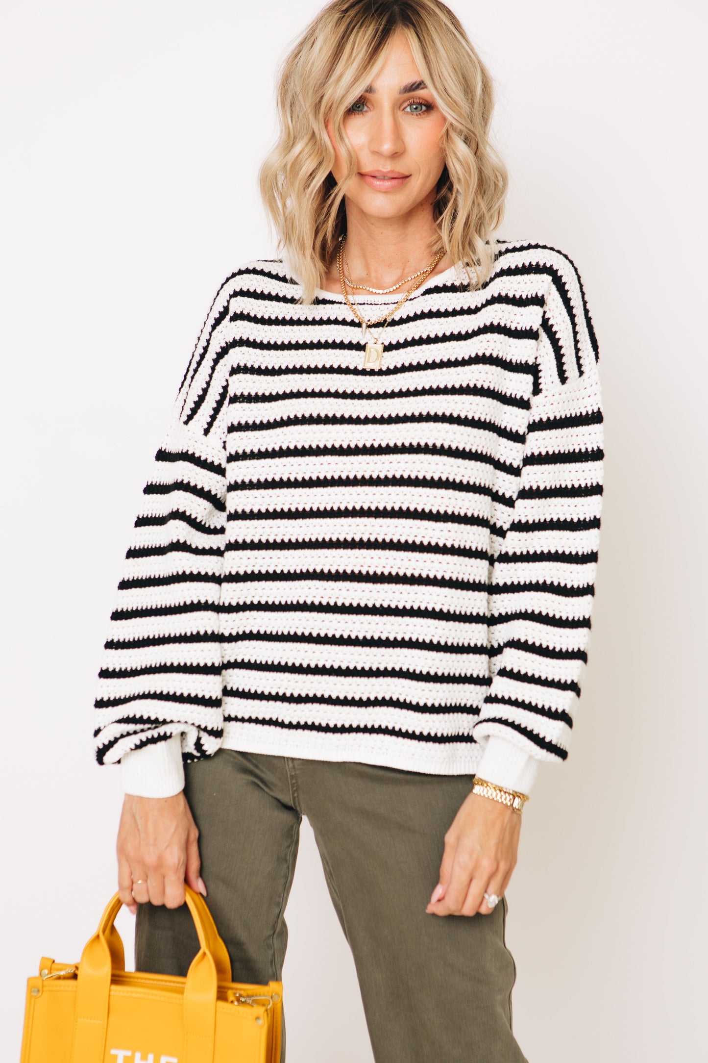 Relaxed Striped Knit Sweater (S-L)