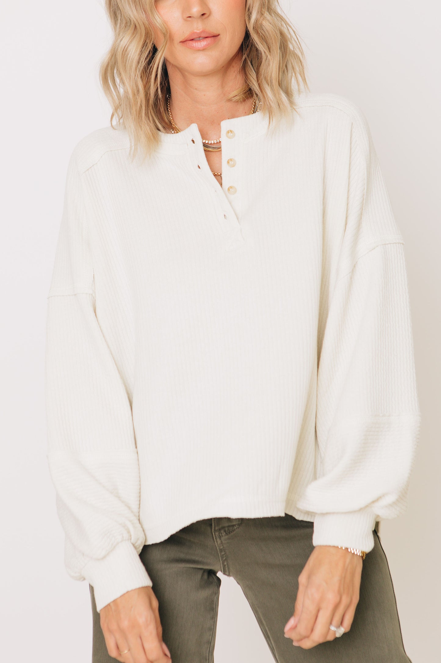 Olivia Relaxed Rib Knit Henley Top (S-L)
