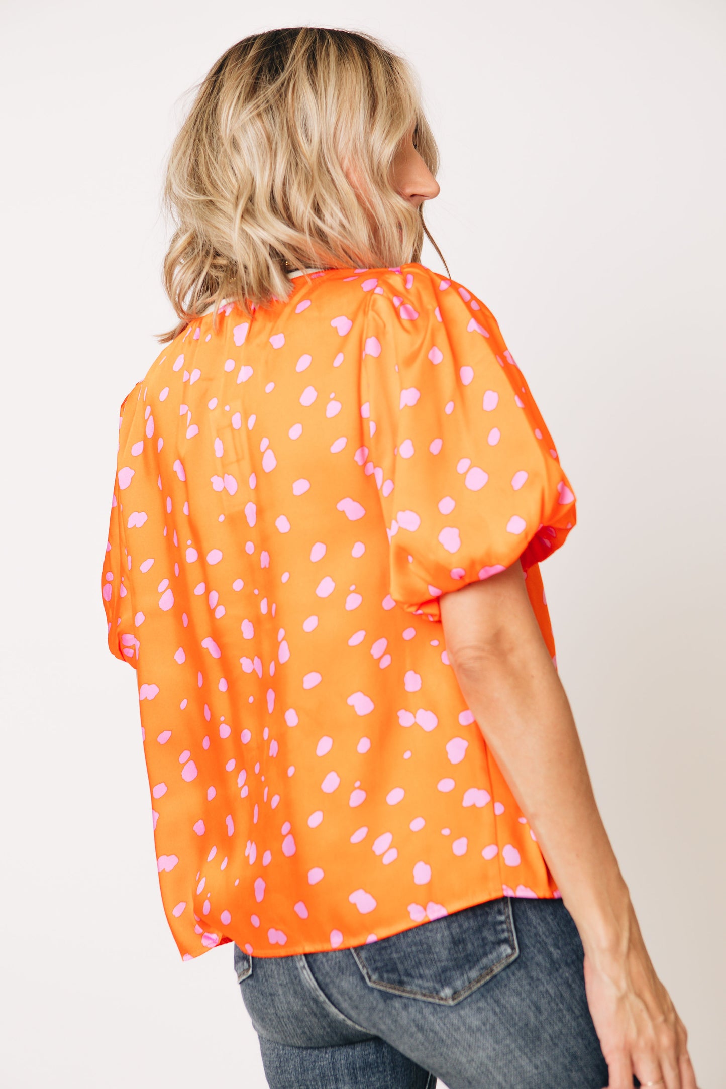 Citrus Dream Puff Sleeve Dotted Top (XS-XL)