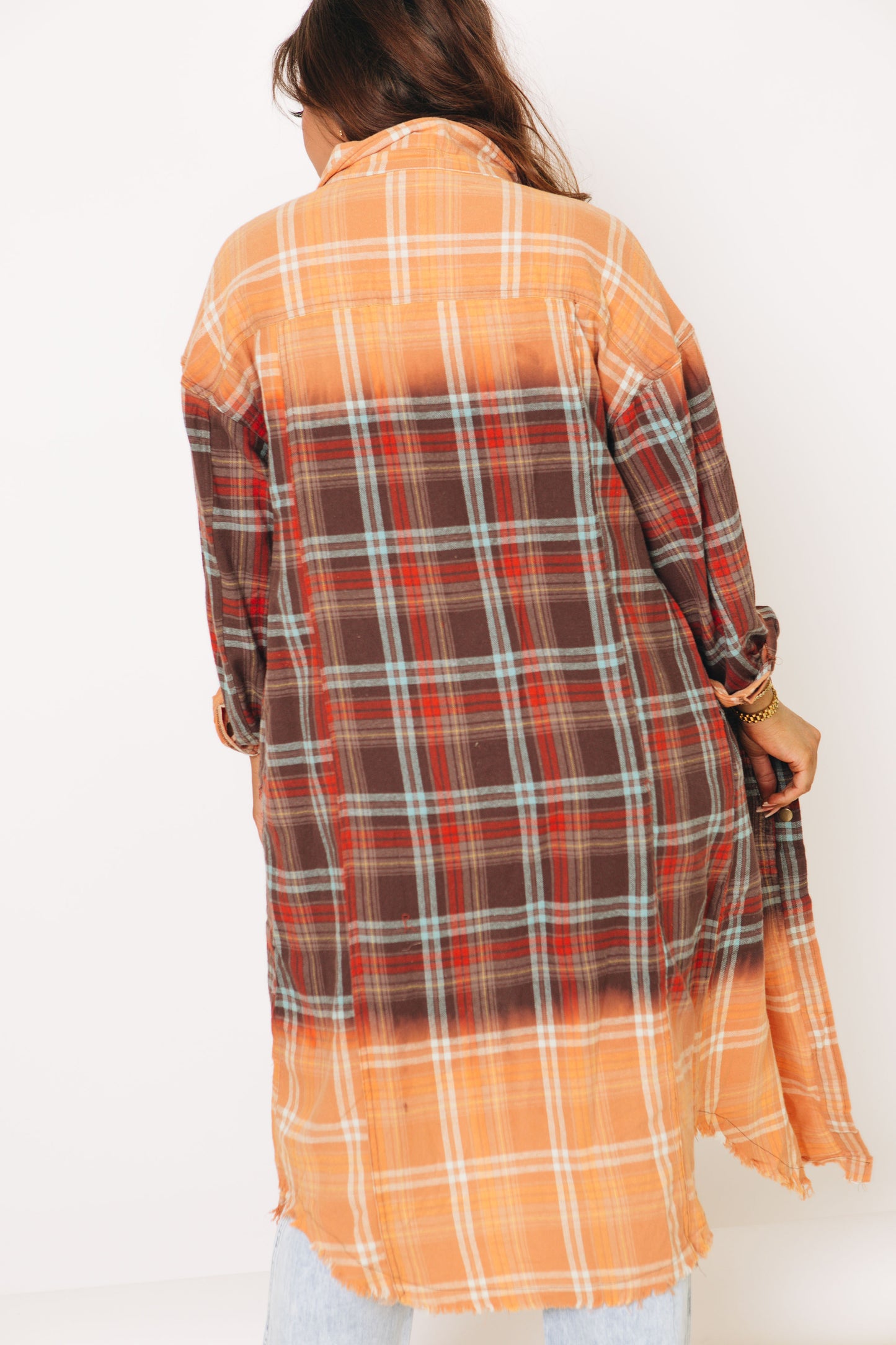 Maxi Mineral Washed Bleached Plaid Shacket (S-L)