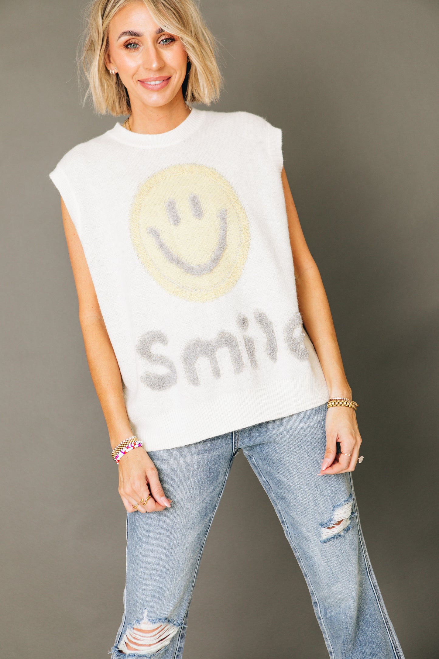 Smile! Sleeveless Knit Vest (S-L)