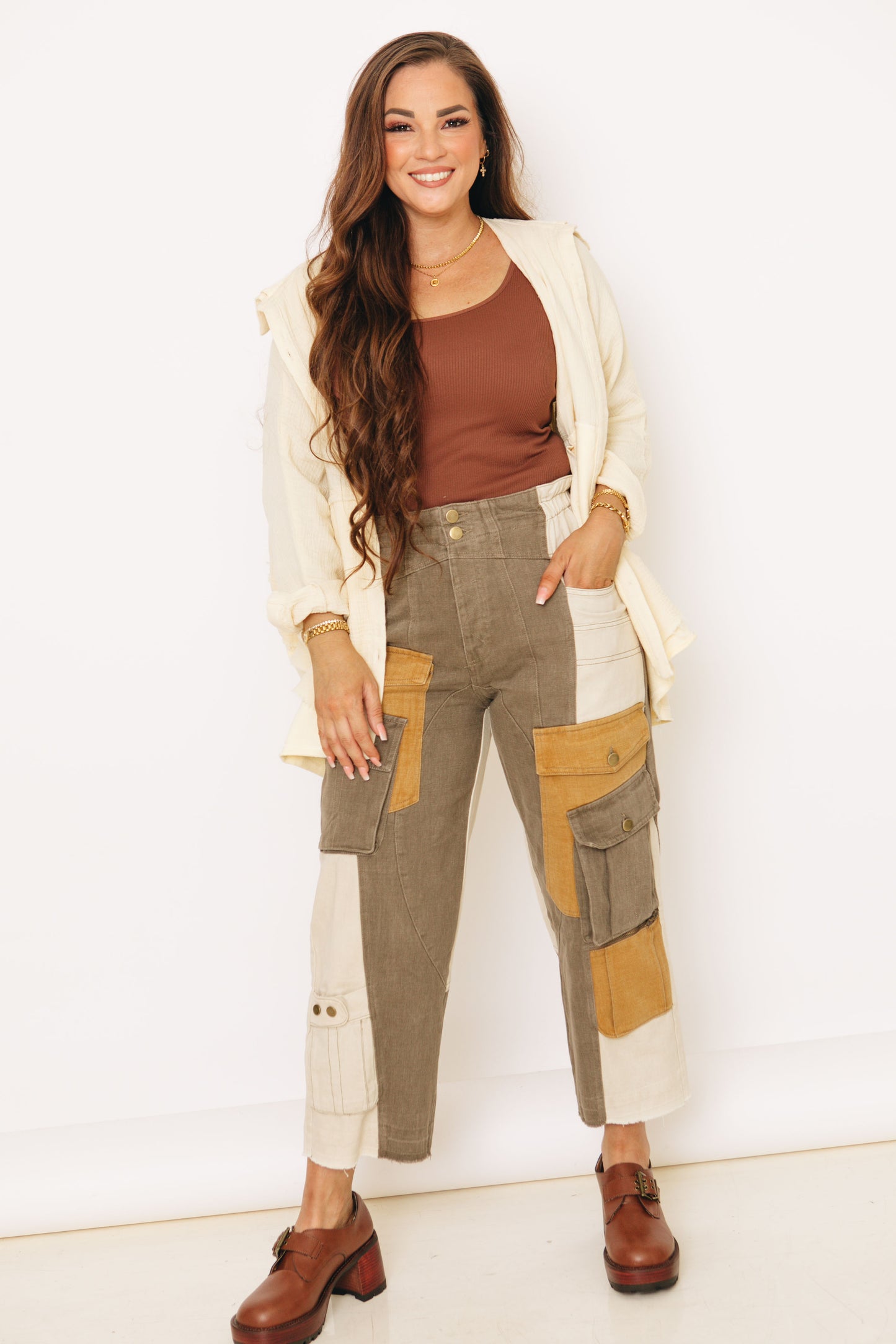 Patched Denim Cargo Flares (S-L)