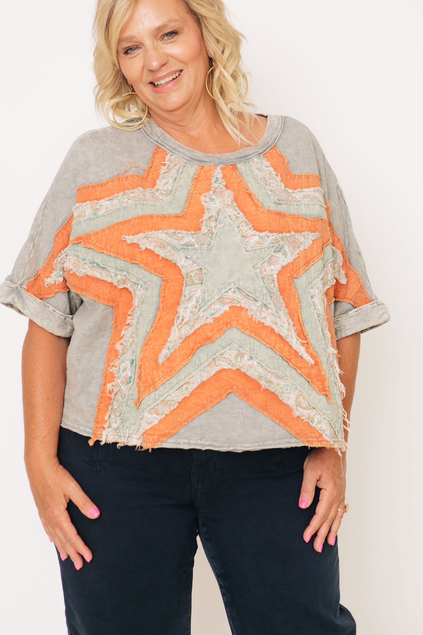 Starlight Patched Short Sleeve Top (S-XL)