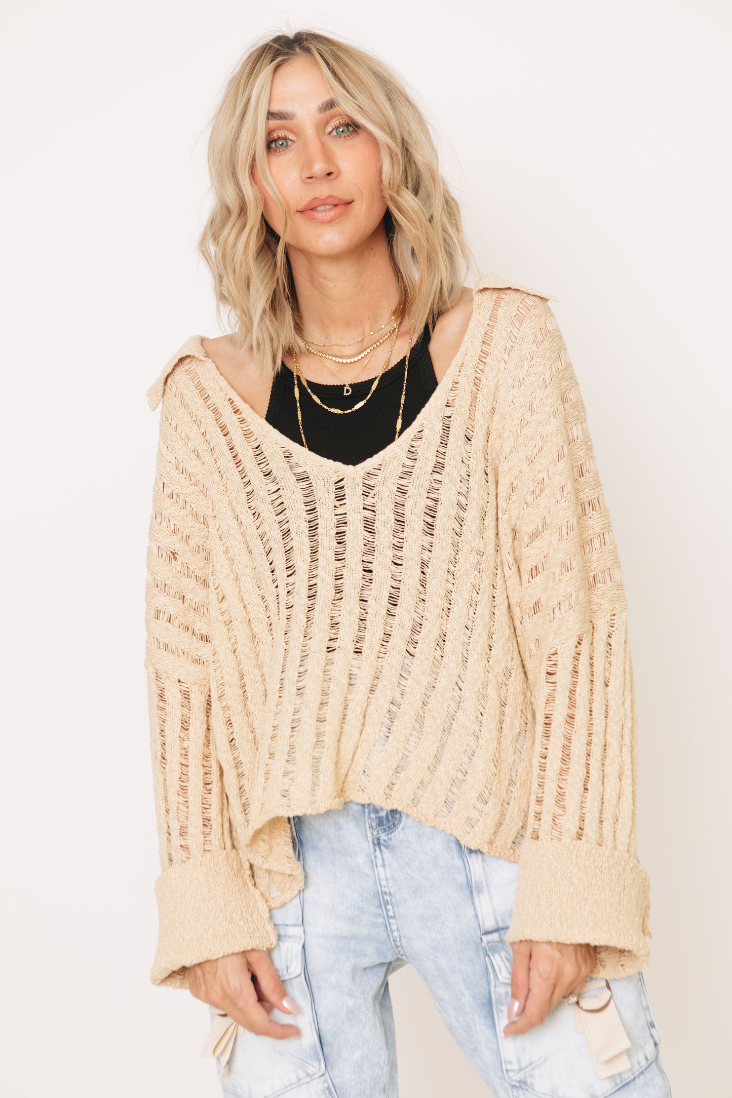 Lilian Long Sleeve V-Neck Sweater (S-XL)