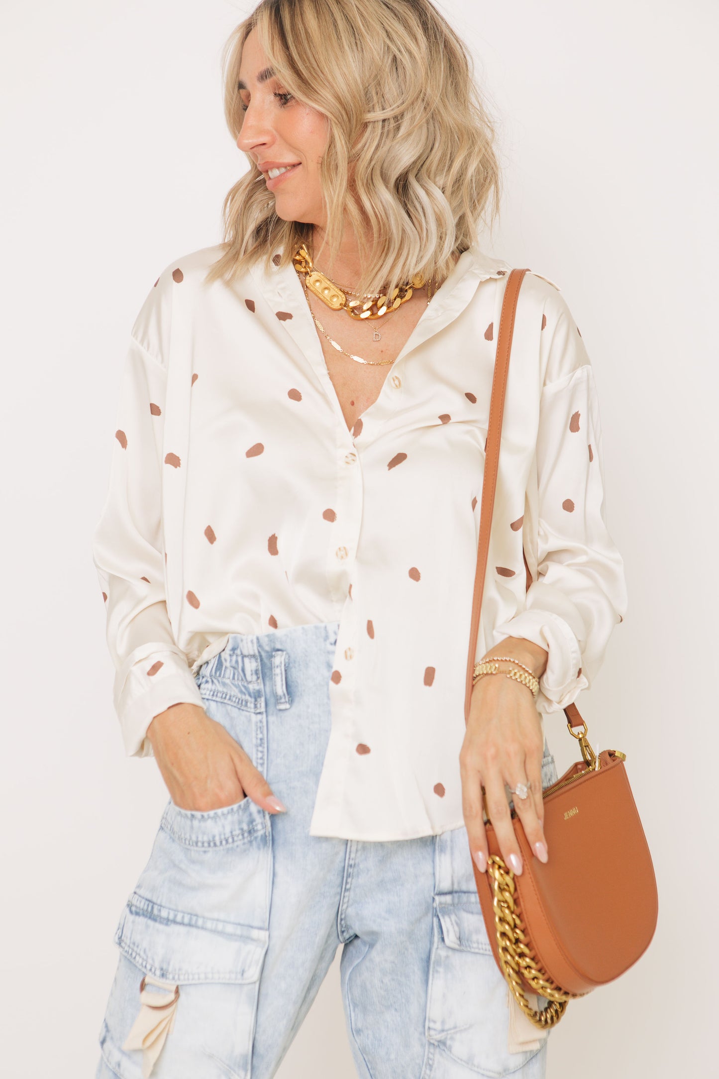 Silky Soft Spotted Button Up Top (S-3XL)