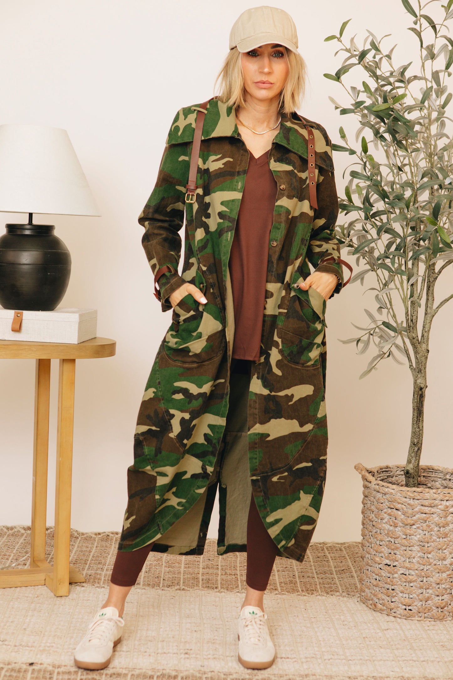 Ivy Exclusive - Camo Trench Coat With Leather Belt (S-3XL)