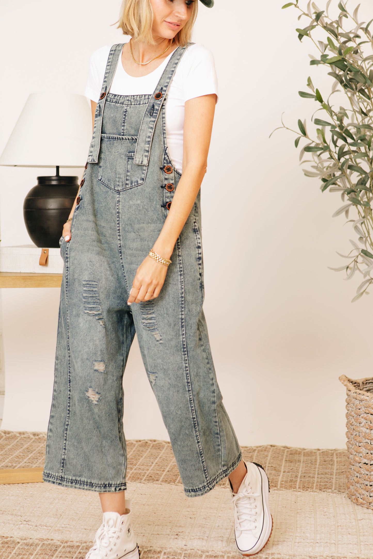 Must-Have Washed Denim Loose Fit Overalls (S-L)