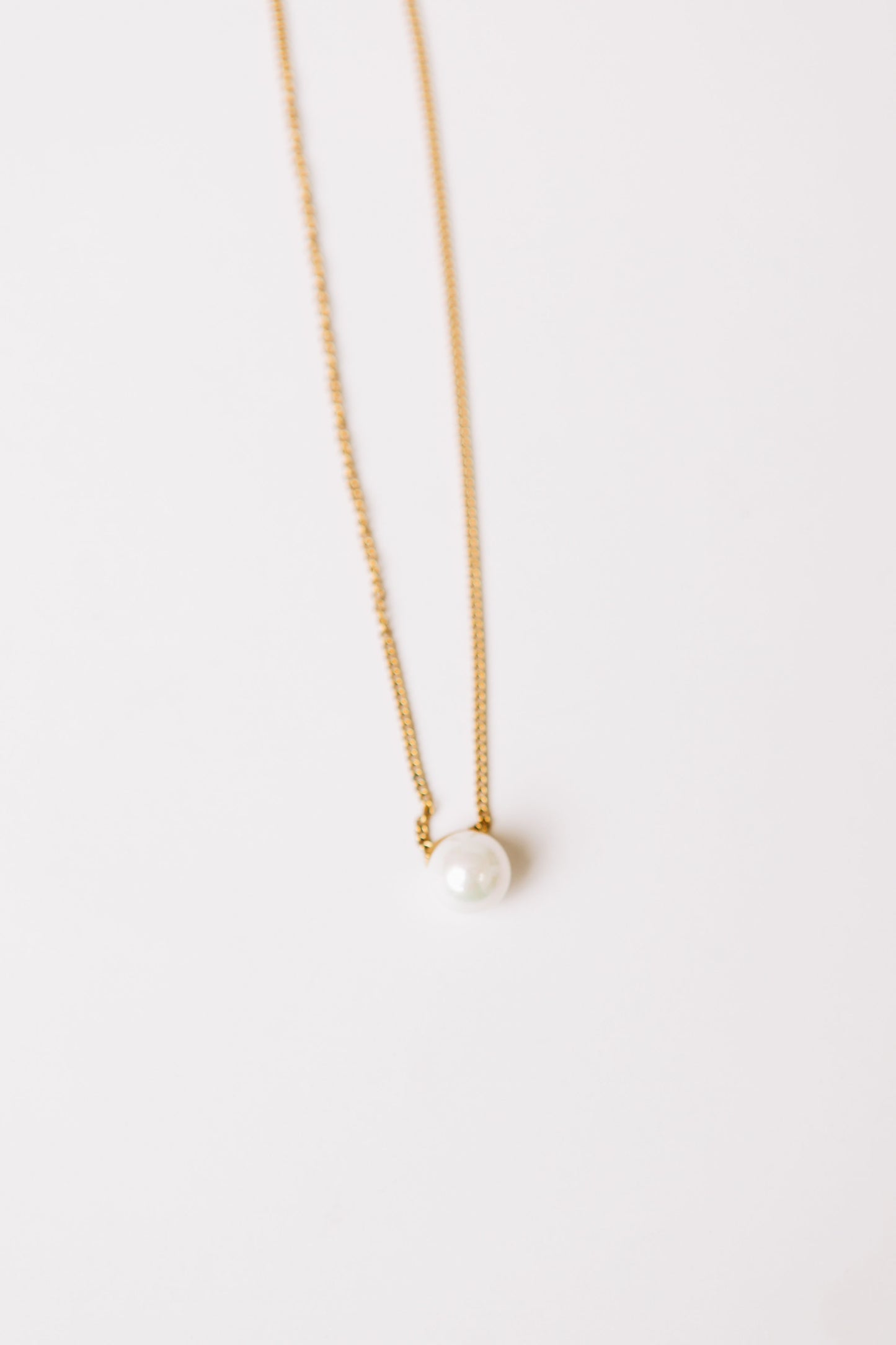 Pearl Pendant Link Chain Necklace (21")