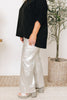 RESTOCKED: Silver Metallic STRETCHY Wide Leg Cropped Pants (S-XL)