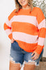 Striped Pull Over Sweater Top (S-3XL)