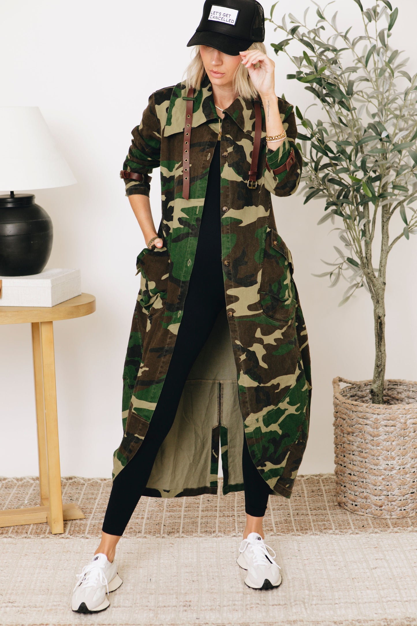 Ivy Exclusive - Camo Trench Coat With Leather Belt (S-3XL)