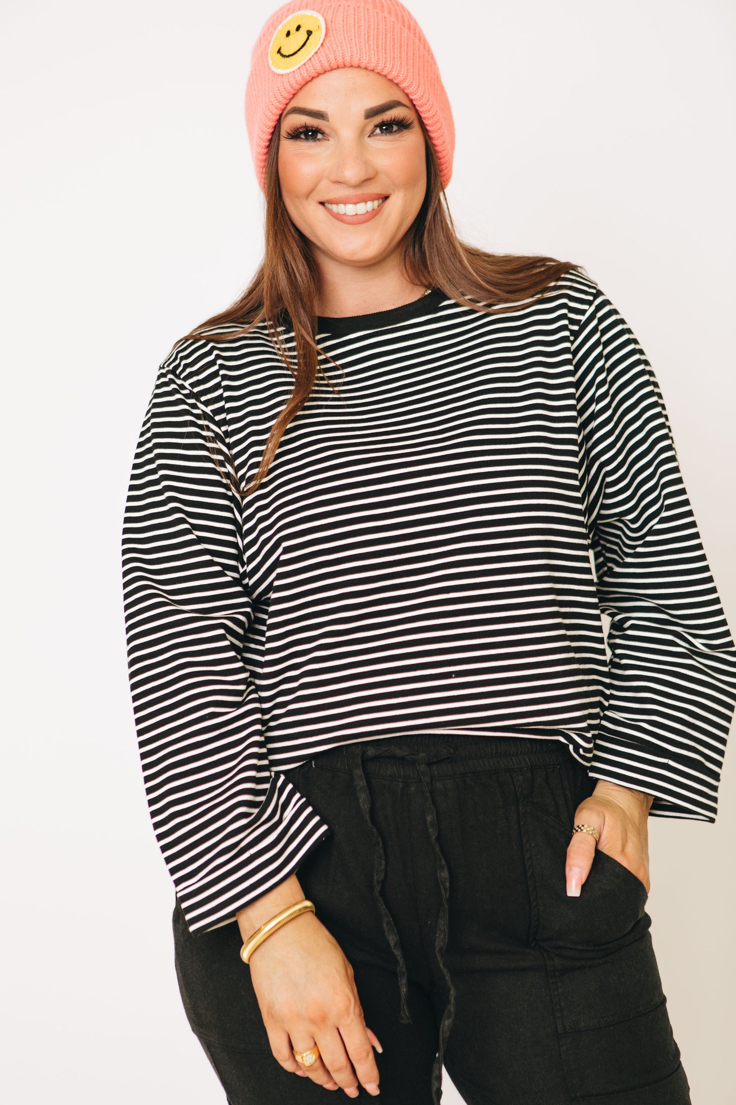 Penelope Frenchy Terry Striped Casual Top (S-3XL)