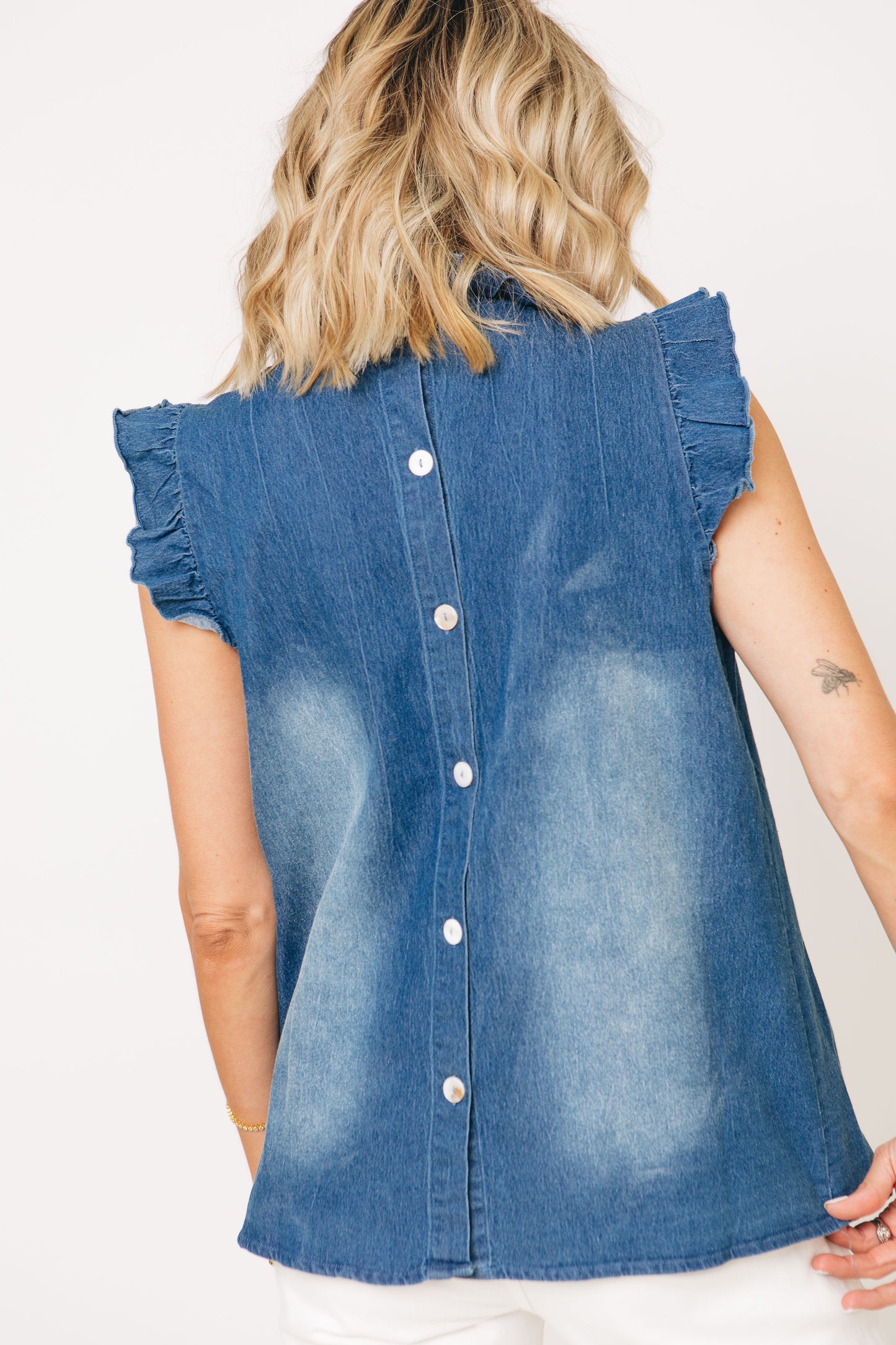 Sophia Washed Out Denim Blouse (S-3XL)