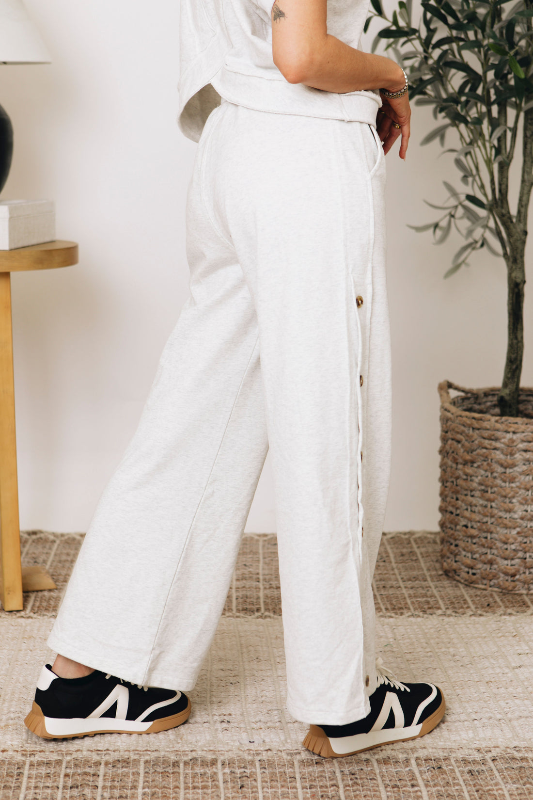City Chic Wide Leg Pants with Side Buttons (Part Of Set S-L)