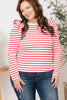 Sweet Sleeves Striped French Terry Knit Top (S-XL)