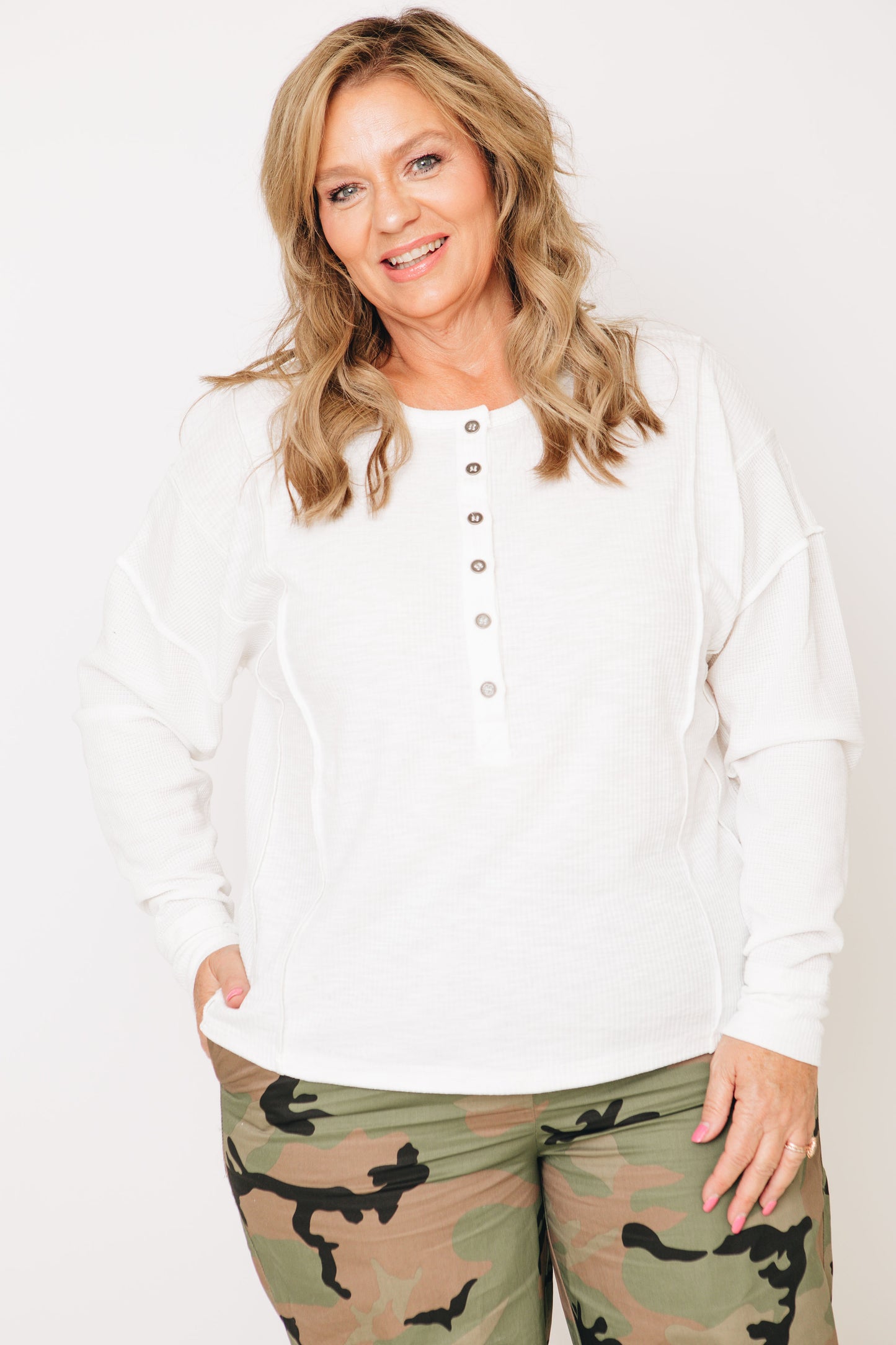 Oversized Layering Henley Top (S-3XL)
