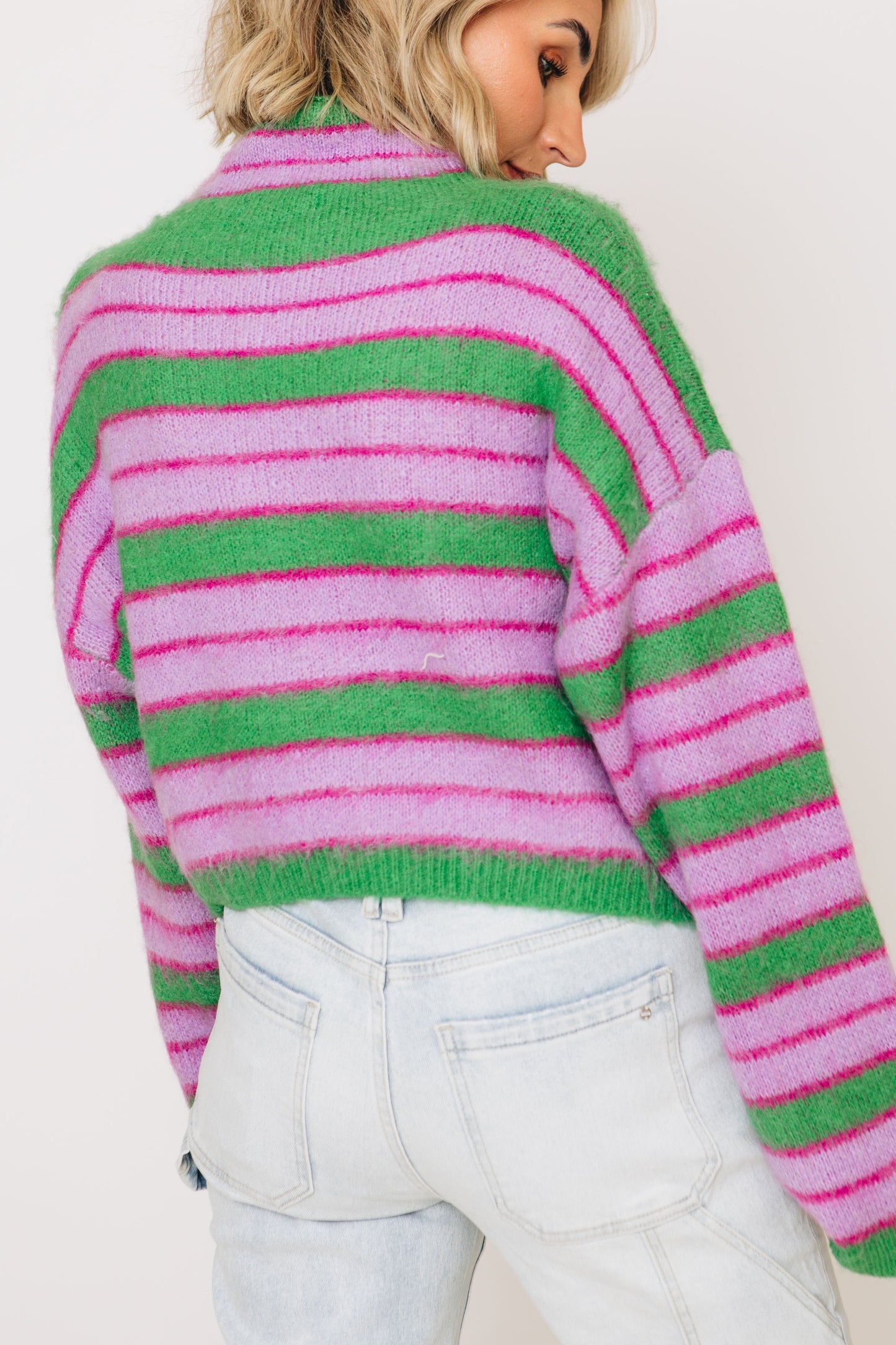 Lavender Fields Striped Turtleneck Sweater (S-L)