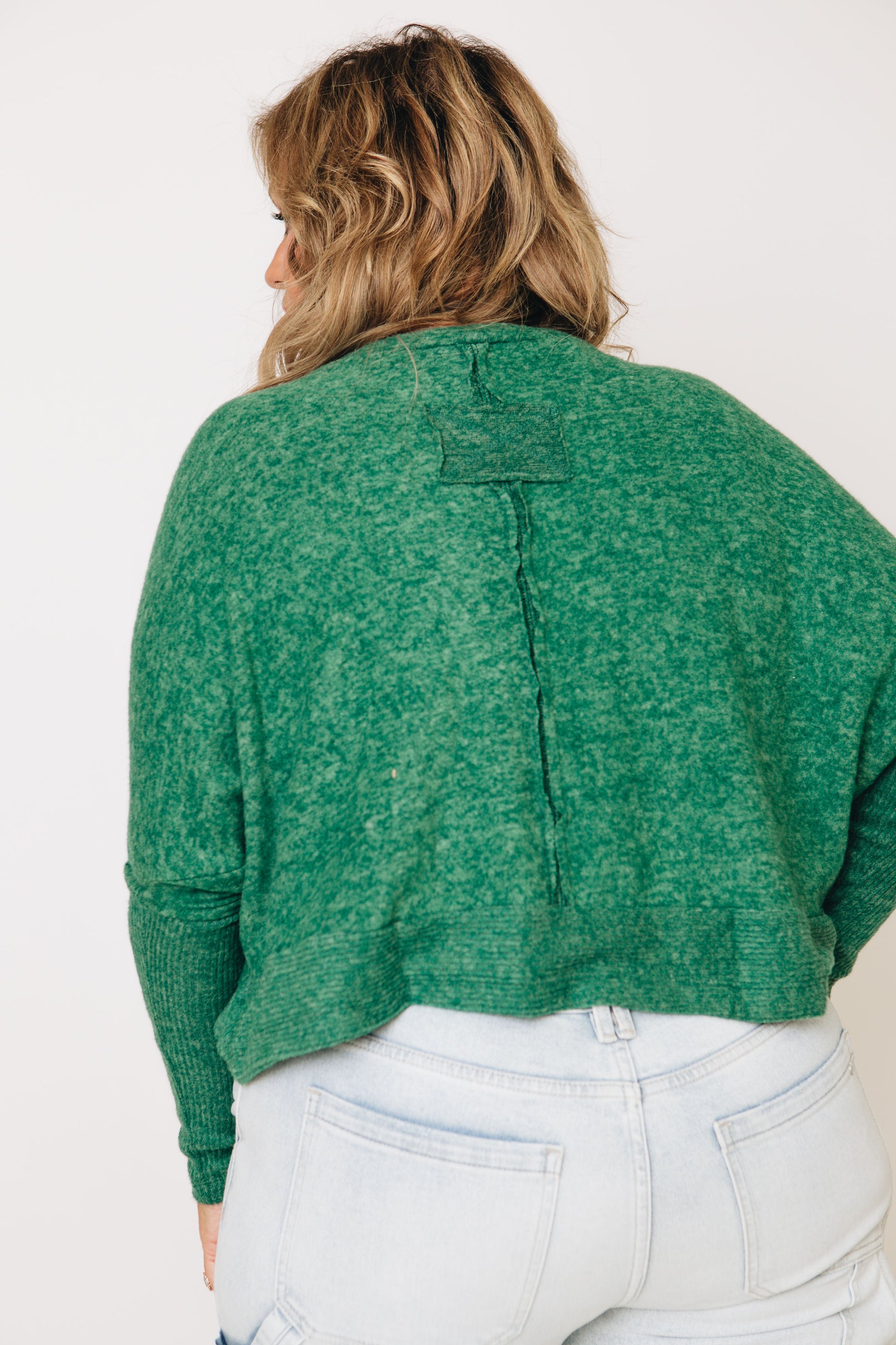 Brushed Melange Hacci Dolman Sleeve Sweater - Green - Emerald XO Ivy
