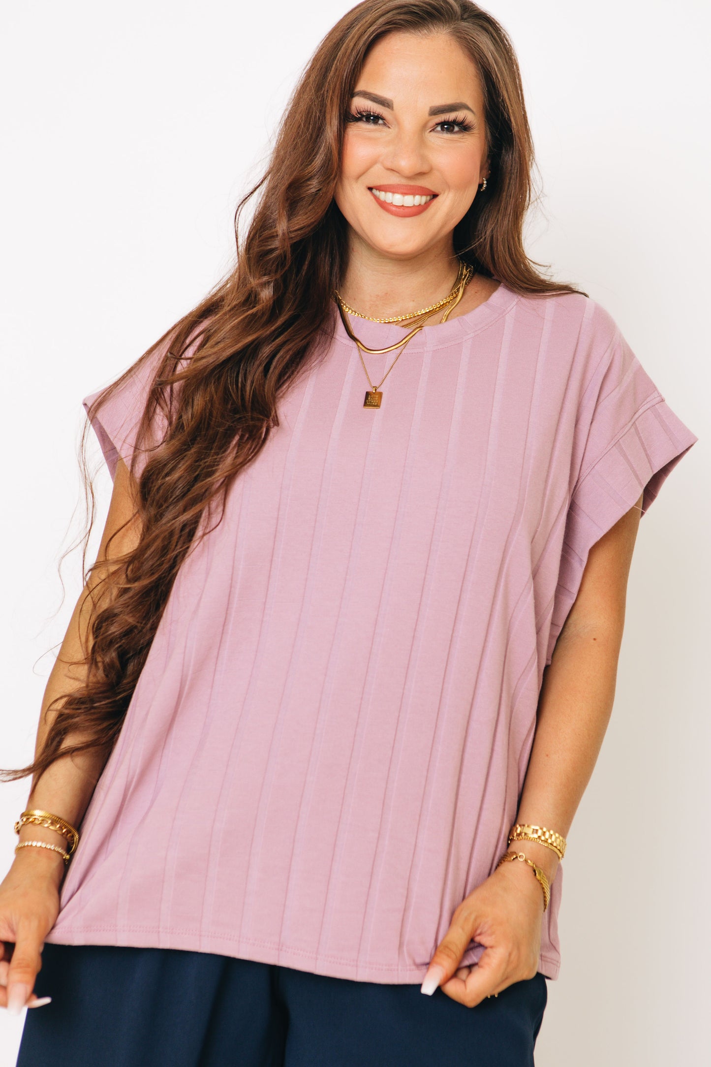 Cap Sleeves Solid Ribbed Top (S-L)